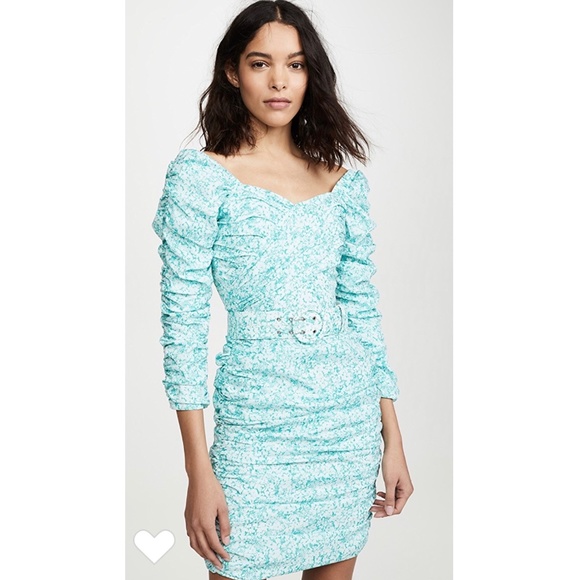 [165] Nicholas Crossover Gathered Dress in Aqua - Picture 4 of 8